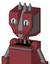 Red Mech With Mechanical Head And Toothy Mouth And Two Eyes And Three Spiked