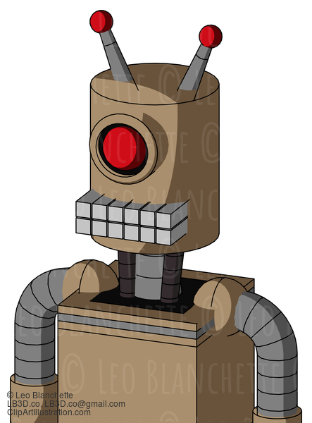 Cardboard Droid With Cylinder Head And Keyboard Mouth And Cyclops Eye And Double Led Antenna #22558