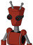 Red Automaton With Cylinder-Conic Head And Black Glowing Red Eyes And Double Antenna
