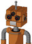 Orange Robot With Cube Head And Teeth Mouth And Three-Eyed And Single Antenna