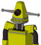 Yellow Robot With Cone Head And Pipes Mouth And Black Cyclops Eye