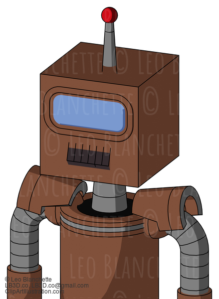 Brown Mech With Box Head And Dark Tooth Mouth And Large Blue Visor Eye And Single Led Antenna #22580