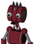 Red Droid With Multi-Toroid Head And Sad Mouth And Two Eyes And Three Dark Spikes