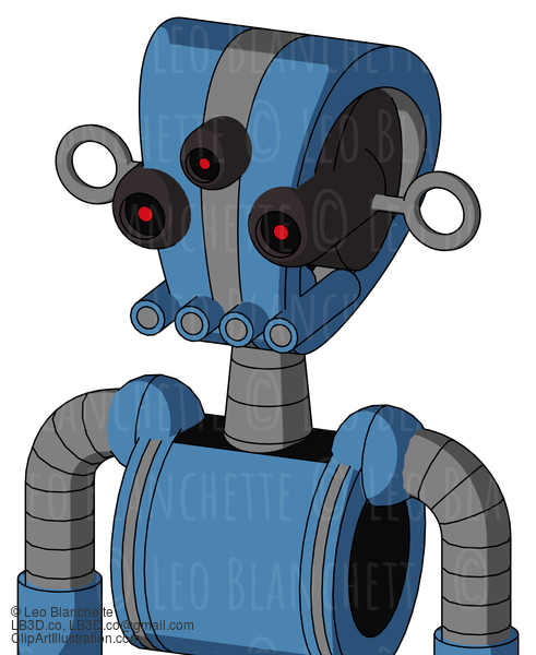 Blue Robot With Droid Head And Pipes Mouth And Three-Eyed #22594