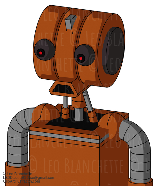 Brownish Droid With Multi-Toroid Head And Sad Mouth And Red Eyed #22595