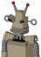 Tan Robot With Cone Head And Pipes Mouth And Angry Eyes And Double Led Antenna
