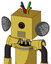 Yellow Droid With Box Head And Vent Mouth And Black Cyclops Eye And Wire Hair