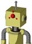 Yellow Robot With Box Head And Cyclops Compound Eyes And Single Antenna