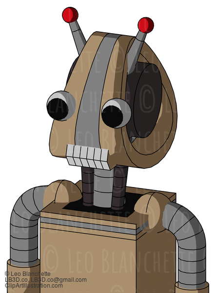 Cardboard Automaton With Droid Head And Teeth Mouth And Two Eyes And Double Led Antenna #22608