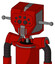 Red Mech With Mechanical Head And Vent Mouth And Bug Eyes