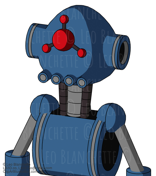 Blue Robot With Rounded Head And Pipes Mouth And Cyclops Compound Eyes #22627