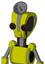 Yellow Robot With Droid Head And Speakers Mouth And Black Glowing Red Eyes And Radar Dish Hat