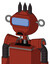 Red Automaton With Rounded Head And Sad Mouth And Large Blue Visor Eye And Three Dark Spikes
