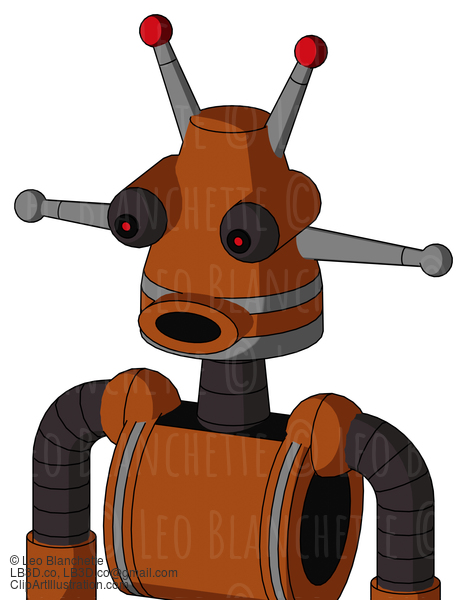 Brownish Droid With Cone Head And Round Mouth And Red Eyed And Double Led Antenna #22630