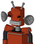 Orange Robot With Cylinder Head And Keyboard Mouth And Angry Eyes And Double Antenna