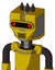 Yellow Droid With Mechanical Head And Speakers Mouth And Visor Eye And Three Dark Spikes