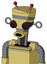 Yellow Droid With Vase Head And Round Mouth And Black Glowing Red Eyes And Double Led Antenna