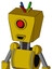 Yellow Droid With Box Head And Happy Mouth And Cyclops Eye And Wire Hair