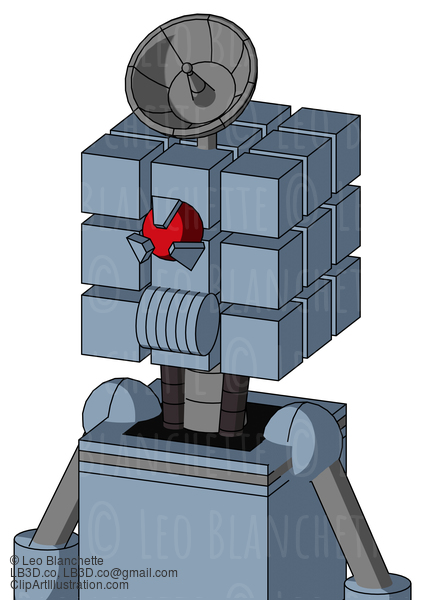 Blue Mech With Cube Head And Speakers Mouth And Angry Cyclops Eye And Radar Dish Hat #22660