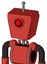 Tomato-Red Droid With Box Head And Cyclops Eye And Single Antenna