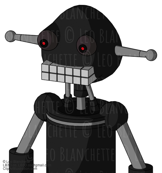 Black Automaton With Rounded Head And Keyboard Mouth And Red Eyed #22663