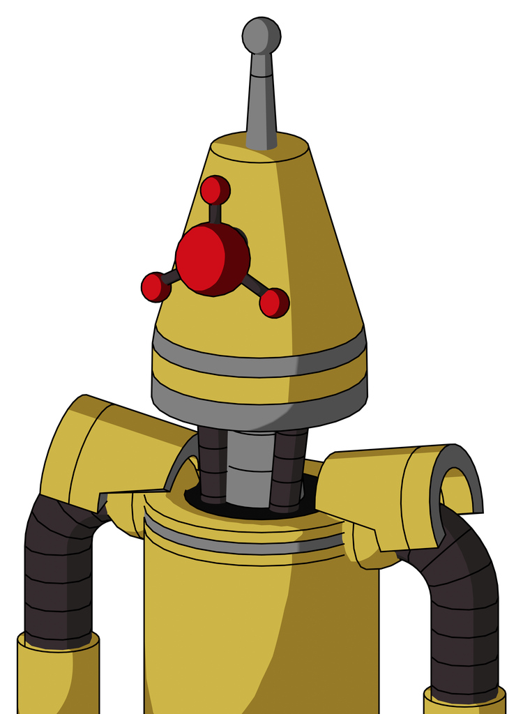 Yellow Droid With Cone Head And Cyclops Compound Eyes And Single Antenna