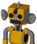 Yellow Robot With Mechanical Head And Keyboard Mouth And Three-Eyed And Spike Tip