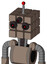 Gray Robot With Cube Head And Three-Eyed And Single Led Antenna