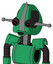Green Automaton With Droid Head And Happy Mouth And Black Glowing Red Eyes And Spike Tip