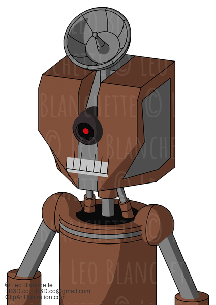 Brown Mech With Mechanical Head And Teeth Mouth And Black Cyclops Eye And Radar Dish Hat #22714