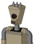 Tan Robot With Cylinder-Conic Head And Speakers Mouth And Black Cyclops Eye And Three Spiked