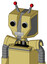 Yellow Droid With Mechanical Head And Teeth Mouth And Two Eyes And Double Led Antenna