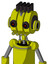 Yellow Robot With Multi-Toroid Head And Pipes Mouth And Black Glowing Red Eyes And Pipe Hair