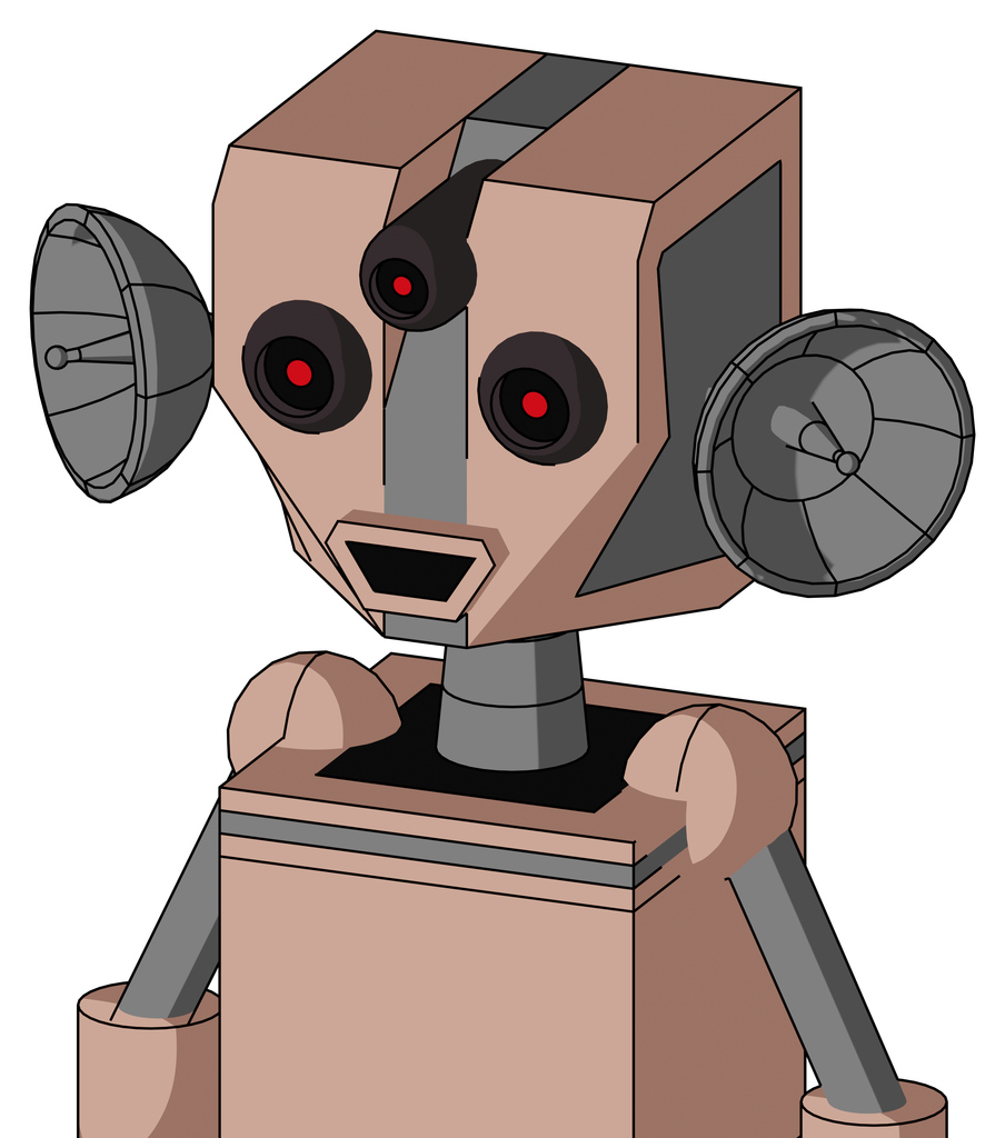 Light-Peach Mech With Mechanical Head And Happy Mouth And Three-Eyed