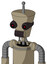 Tan Robot With Cylinder-Conic Head And Dark Tooth Mouth And Black Glowing Red Eyes And Single Antenna