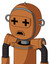 Orange Droid With Bubble Head And Sad Mouth And Plus Sign Eyes And Spike Tip