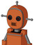 Orange Mech With Bubble Head And Speakers Mouth And Black Glowing Red Eyes And Single Antenna