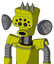 Yellow Robot With Cylinder-Conic Head And Round Mouth And Bug Eyes And Three Spiked