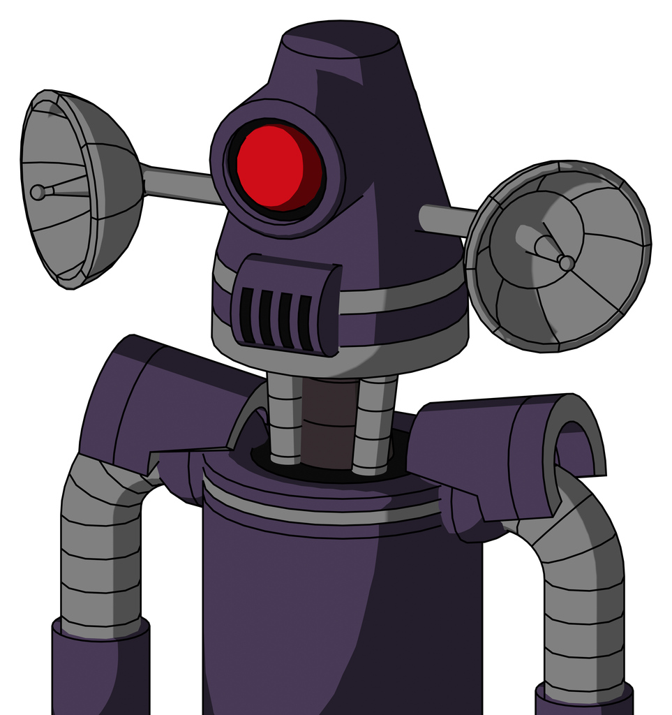 Purple Mech With Cone Head And Speakers Mouth And Cyclops Eye