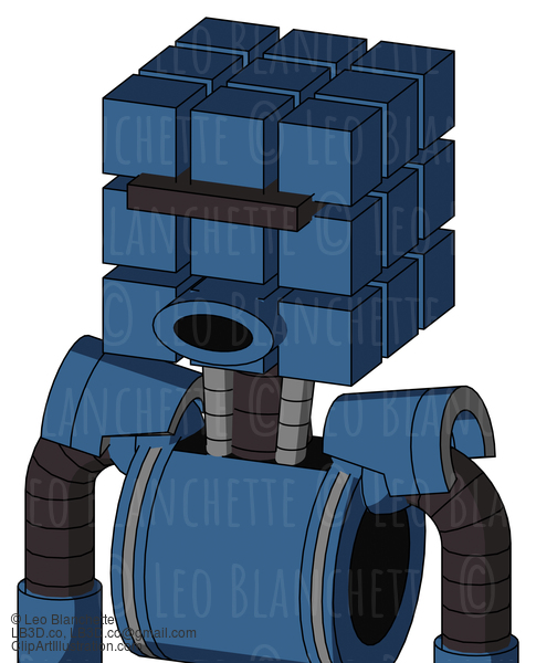 Blue Robot With Cube Head And Round Mouth And Black Visor Cyclops #22759