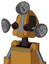 Yellowish Droid With Droid Head And Speakers Mouth And Black Glowing Red Eyes And Radar Dish Hat