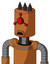 Orange Robot With Cylinder Head And Sad Mouth And Cyclops Compound Eyes And Three Dark Spikes