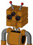 Dirty-Orange Mech With Cube Head And Speakers Mouth And Three-Eyed And Double Led Antenna
