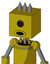 Yellow Automaton With Box Head And Round Mouth And Black Cyclops Eye And Three Spiked