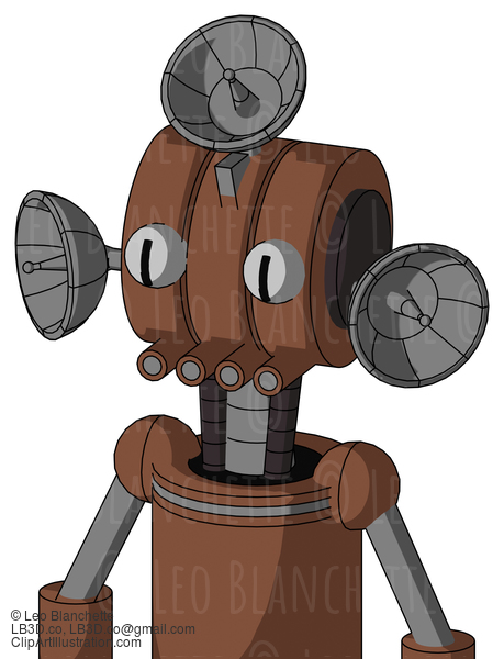 Brown Mech With Multi-Toroid Head And Pipes Mouth And Two Eyes And Radar Dish Hat #22785