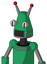 Green Automaton With Cone Head And Dark Tooth Mouth And Two Eyes And Double Led Antenna