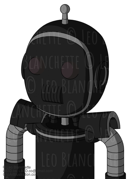 Black Automaton With Bubble Head And Speakers Mouth And Two Eyes And Single Antenna #22799