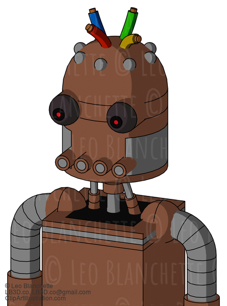 Brown Mech With Dome Head And Pipes Mouth And Red Eyed And Wire Hair #22802