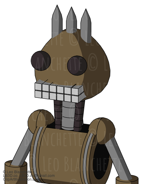 Cardboard Mech With Rounded Head And Keyboard Mouth And Two Eyes And Three Spiked #22804