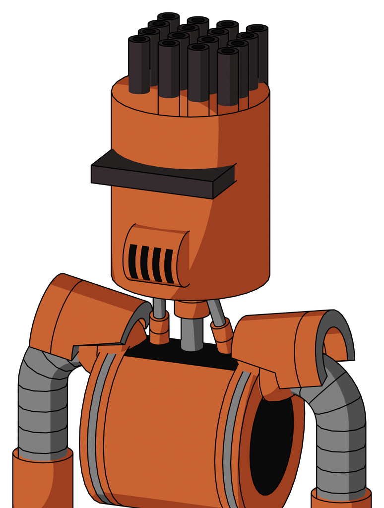 Orange Mech With Cylinder Head And Speakers Mouth And Black Visor Cyclops And Pipe Hair